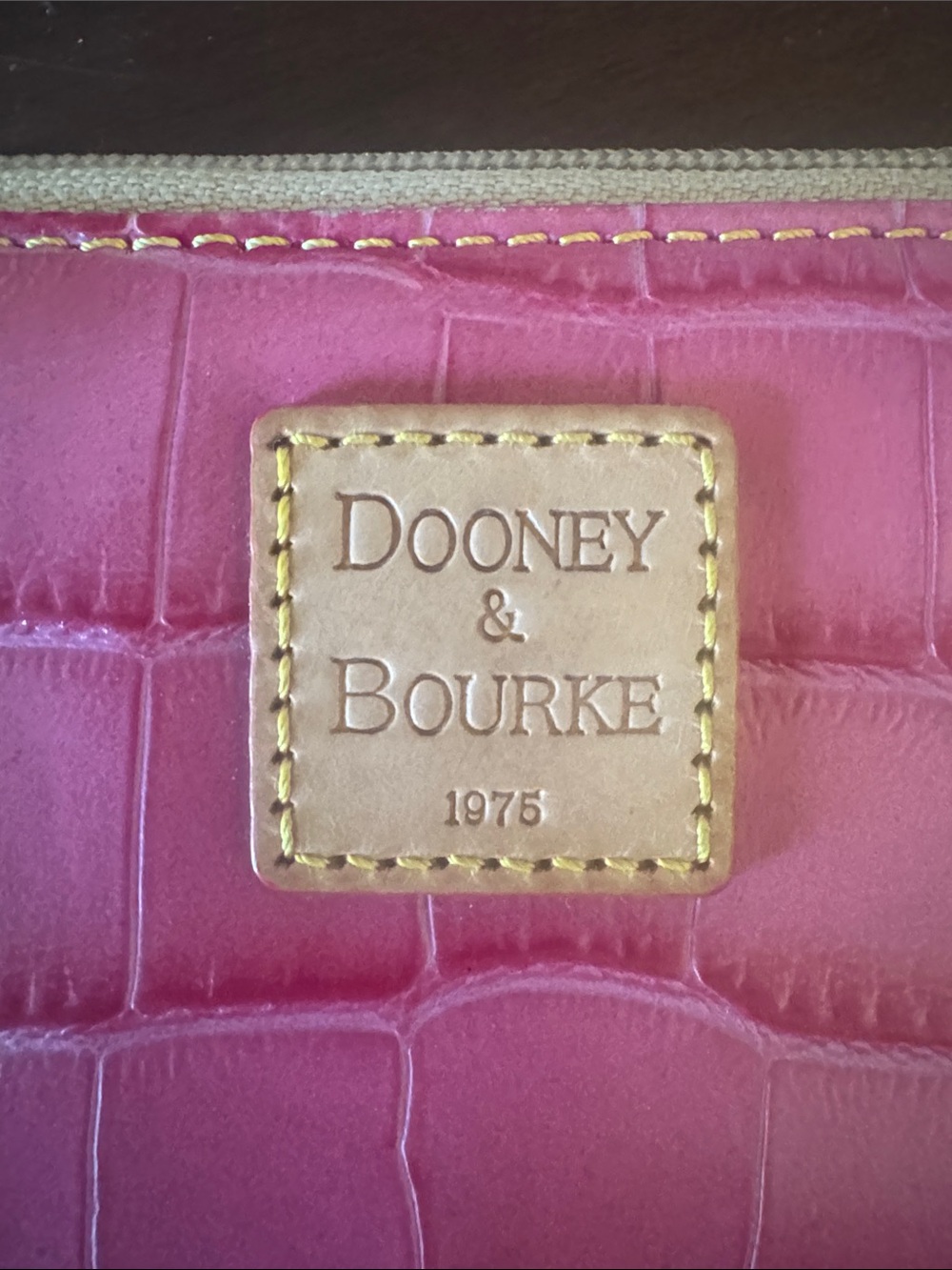 Dooney & Bourke Pink Croc-Embossed full-Zip Wallet - Picture 3 of 5